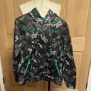 Under Armour Black Hoodie with Green and White Graphics